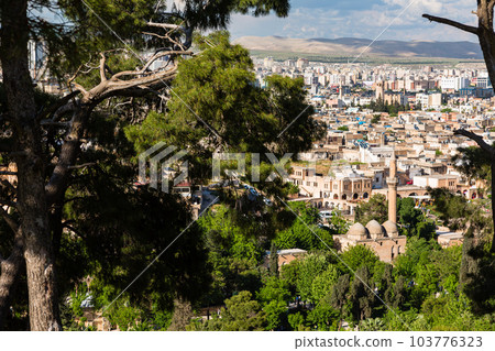從土耳其 Şanlıurfa 的 Şanlıurfa 城堡山上看到的城市景觀 103776323