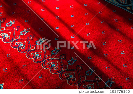 A carpet in the chapel of the Mevlidi Halil Mosque in Şanlıurfa, Turkey 103776360