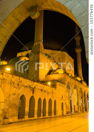 Illuminated Mevli Di Halil Mosque in Şanlıurfa, Turkey 103776456