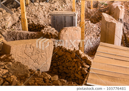 The ruins of Gobekli Tepe, a World Heritage Site near Sanliurfa, Turkey 103776481