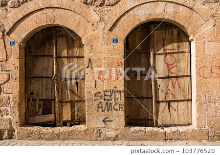 The door of a private house in the old town of Midyat, Turkey 103776520