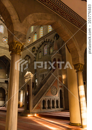 Minbar inside the chapel of the Bruns Mosque in the city of Kayseri, Turkey Minbar inside the chapel of the Bruns Mosque in the city of Kayseri, Turkey 103776883