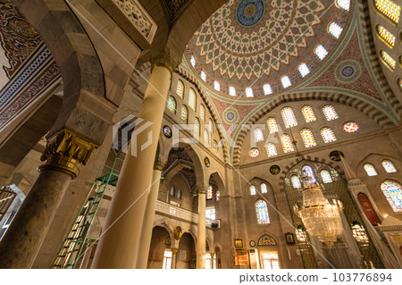 The dome on the ceiling inside the chapel of the Bruns Mosque in the city of Kayseri, Turkey The dome on the ceiling inside the chapel of the Bruns Mosque in the city of Kayseri, Turkey 103776894