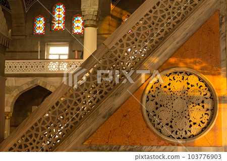 Minbar inside the chapel of the Bruns Mosque in the city of Kayseri, Turkey 103776903