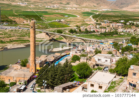 Turkey El Ruzuk Camii, Hasankeyf Bridge and Tigris River from Hasankeyf Castle Turkey El Ruzuk Camii, Hasankeyf Bridge and Tigris River from Hasankeyf Castle 103777144