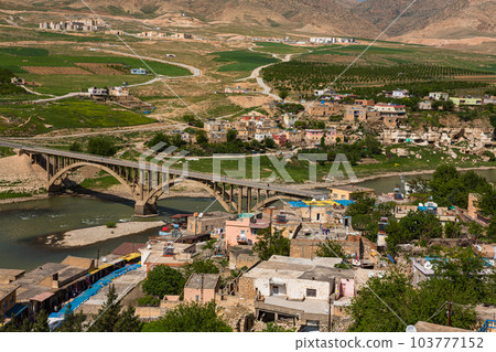 Turkey Cityscape and Tigris River from Hasankeyf Castle in Hasankeyf before submergence Turkey Cityscape and Tigris River from Hasankeyf Castle in Hasankeyf before submergence 103777152