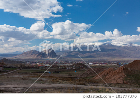 Turkey The city of Dogubeyazit and the mountains seen from the mountain of Isaac Pasha's Palace Turkey The city of Dogubeyazit and the mountains seen from the mountain of Isaac Pasha's Palace 103777370
