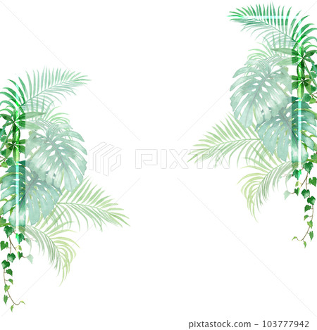 模擬水彩觀葉植物方框 模擬水彩觀葉植物方框 103777942