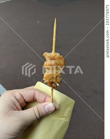 邊走邊吃烤雞肉串 邊走邊吃烤雞肉串 103778975