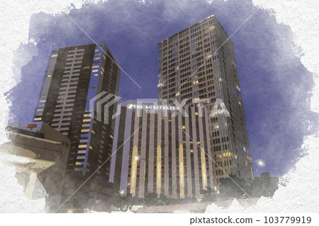 靜岡縣濱松市濱松站北口前的水彩風格濱松市區 靜岡縣濱松市濱松站北口前的水彩風格濱松市區 103779919