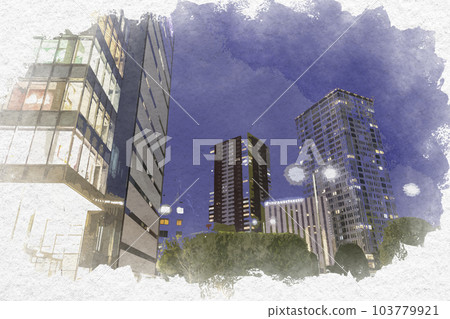 Watercolor-style Hamamatsu city area, in front of the north exit of Hamamatsu Station, Hamamatsu City, Shizuoka Prefecture 103779921