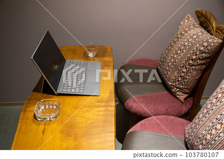 computer on the table in the room computer on the table in the room 103780107