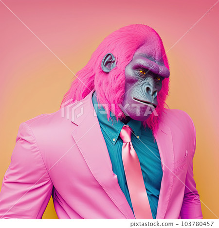 Anthropomorphic Gorilla Wearing a Tie Stock Illustration