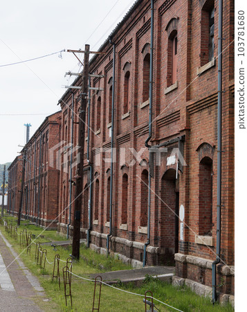 Maizuru Red Brick Warehouse's retro wooden telephone poles Maizuru Red Brick Warehouse's retro wooden telephone poles 103781680