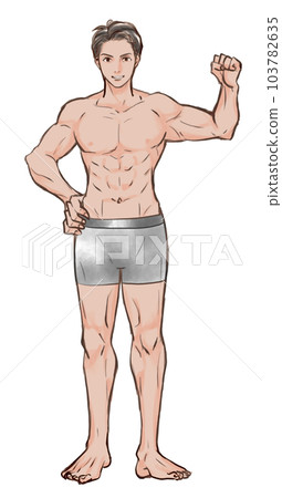 一個男子氣概的男人做膽量姿勢 一個男子氣概的男人做膽量姿勢 103782635