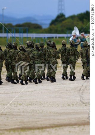 Self-Defense Force March Alignment Walking Training Self-Defense Force March Alignment Walking Training 103782669