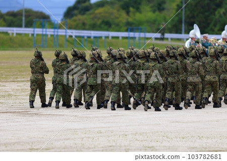 Self-Defense Force March Alignment Walking Training 103782681