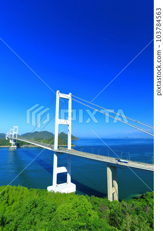 [Ehime Prefecture] Kurushima Kaikyo Bridge in sunny weather (Shimanami Kaido) 103784563