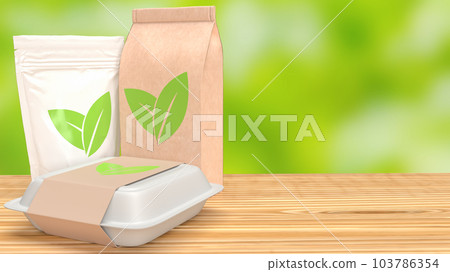 eco product on wood table 3d rendering 103786354