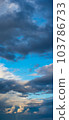 The sun's light gilds the dark storm clouds at dawn 103786733