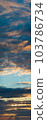 The sun's light gilds the dark storm clouds at dawn 103786734