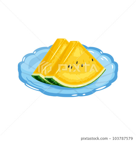 yellow cut watermelon on a plate yellow cut watermelon on a plate 103787579