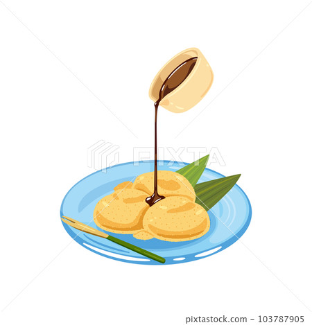 Warabi mochi and brown sugar syrup 103787905