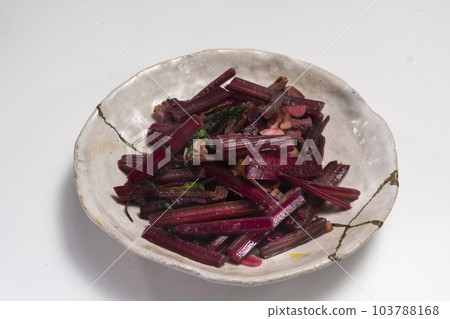 stir-fried beetroot stalks 103788168