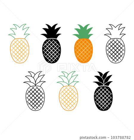 Pineapple vector. A set of icons in a flat style Pineapple vector. A set of icons in a flat style 103788782
