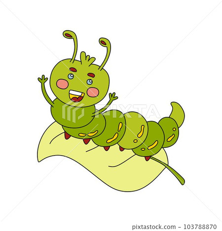 Caterpillar Doodle Vector color illustration Isolated on white background Caterpillar Doodle Vector color illustration Isolated on white background 103788870