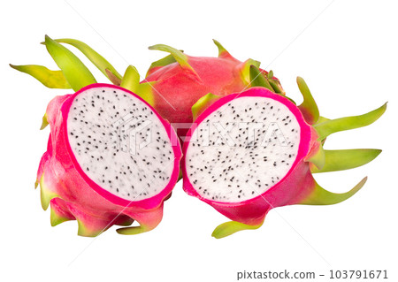 Dragonfruit or Pitaya isolated on a white background Dragonfruit or Pitaya isolated on a white background 103791671
