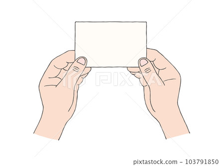 Holding a business card / card with both hands Hand-drawn illustration 103791850