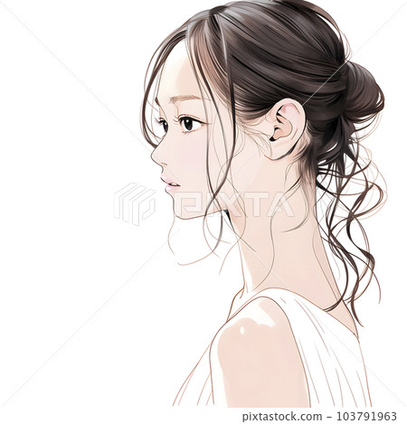 Illustration of a beautiful older sister Watercolor painting style (Generative AI) 103791963