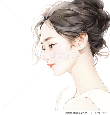 Illustration of a beautiful older sister Watercolor painting style (Generative AI) 103791966