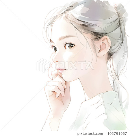 Illustration of a beautiful older sister Watercolor painting style (Generative AI) 103791967