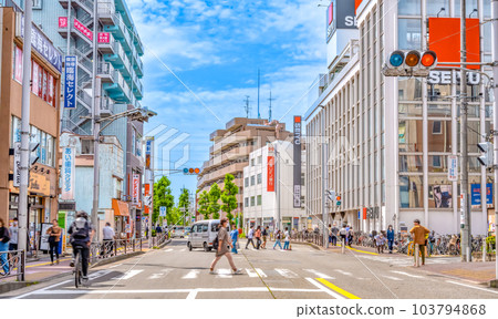 Urban landscape of Kawasaki City Musashi Shinshiro Station road along Nambu Urban landscape of Kawasaki City Musashi Shinshiro Station road along Nambu 103794868