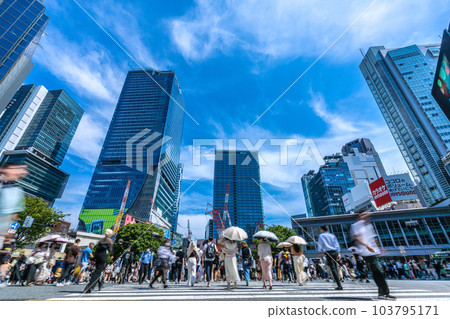 Tokyo cityscape in Japan Post-Corona! . 6 buildings in Shibuya for a hopeful tomorrow... Sunshine like midsummer, full-scale removal of masks! = June 7 Tokyo cityscape in Japan Post-Corona! . 6 buildings in Shibuya for a hopeful tomorrow... Sunshine like midsummer, full-scale removal of masks! = June 7 103795171