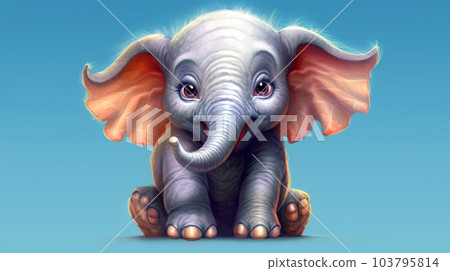 Cute little cartoon elephant - generative AI, AI generated 103795814