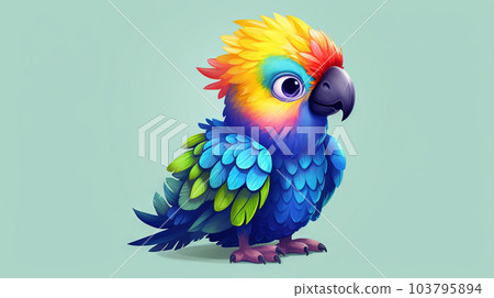 Colorful parrot, cartoon illustration - generative AI, AI generated 103795894