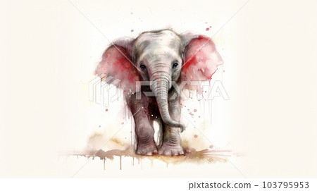 Cute little cartoon elephant - generative AI, AI generated Cute little cartoon elephant - generative AI, AI generated 103795953