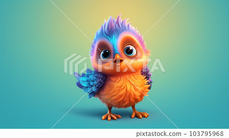 Colorful little bird, cartoon illustration - generative AI, AI generated Colorful little bird, cartoon illustration - generative AI, AI generated 103795968