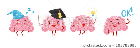 Pink Humanized Brain with Various Emotions Vector Set Pink Humanized Brain with Various Emotions Vector Set 103795993