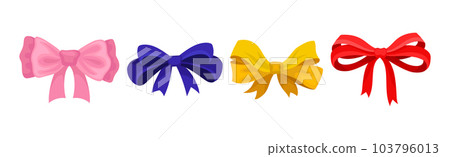 Colorful Ribbon Bow as Decorative Knot Vector Set Colorful Ribbon Bow as Decorative Knot Vector Set 103796013