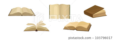 Old Book in Hard Cover with Yellowish Pages Vector Set Old Book in Hard Cover with Yellowish Pages Vector Set 103796017