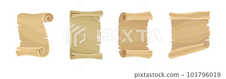 Aged Papyrus Scroll or Curved Manuscript Vector Set Aged Papyrus Scroll or Curved Manuscript Vector Set 103796019