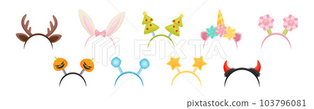 Hair and Head Bands with Fancy Element Vector Set Hair and Head Bands with Fancy Element Vector Set 103796081