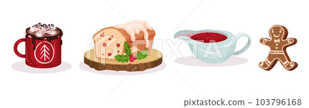Festive Christmas Food and Served Dish Vector Set Festive Christmas Food and Served Dish Vector Set 103796168