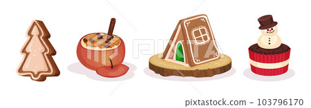 Festive Christmas Food and Served Dish Vector Set Festive Christmas Food and Served Dish Vector Set 103796170
