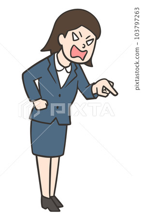 指向她的手指的一個惱怒的年輕辦公室工作者婦女 103797263