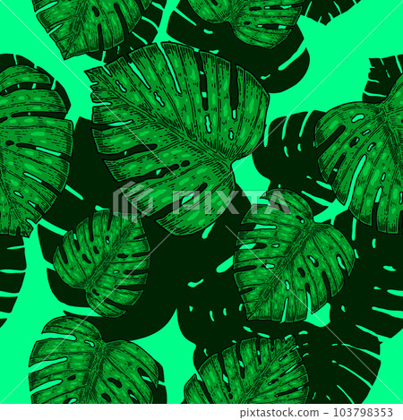 Seamless pattern with tropical leaves. Design element for poster,card, banner, sign, emblem. Vector illustration 103798353